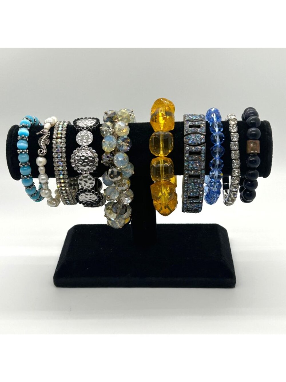 Beaded Stretch Bracelets Lot 10 Rhinestone Boho Stackable Fashion Jewelry - Picture 11 of 16